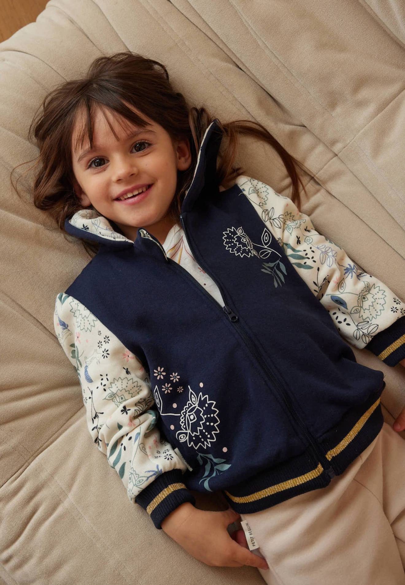 Sweat À Capuche Zippé Enfant En Molleton Belle De Nuit Bleu