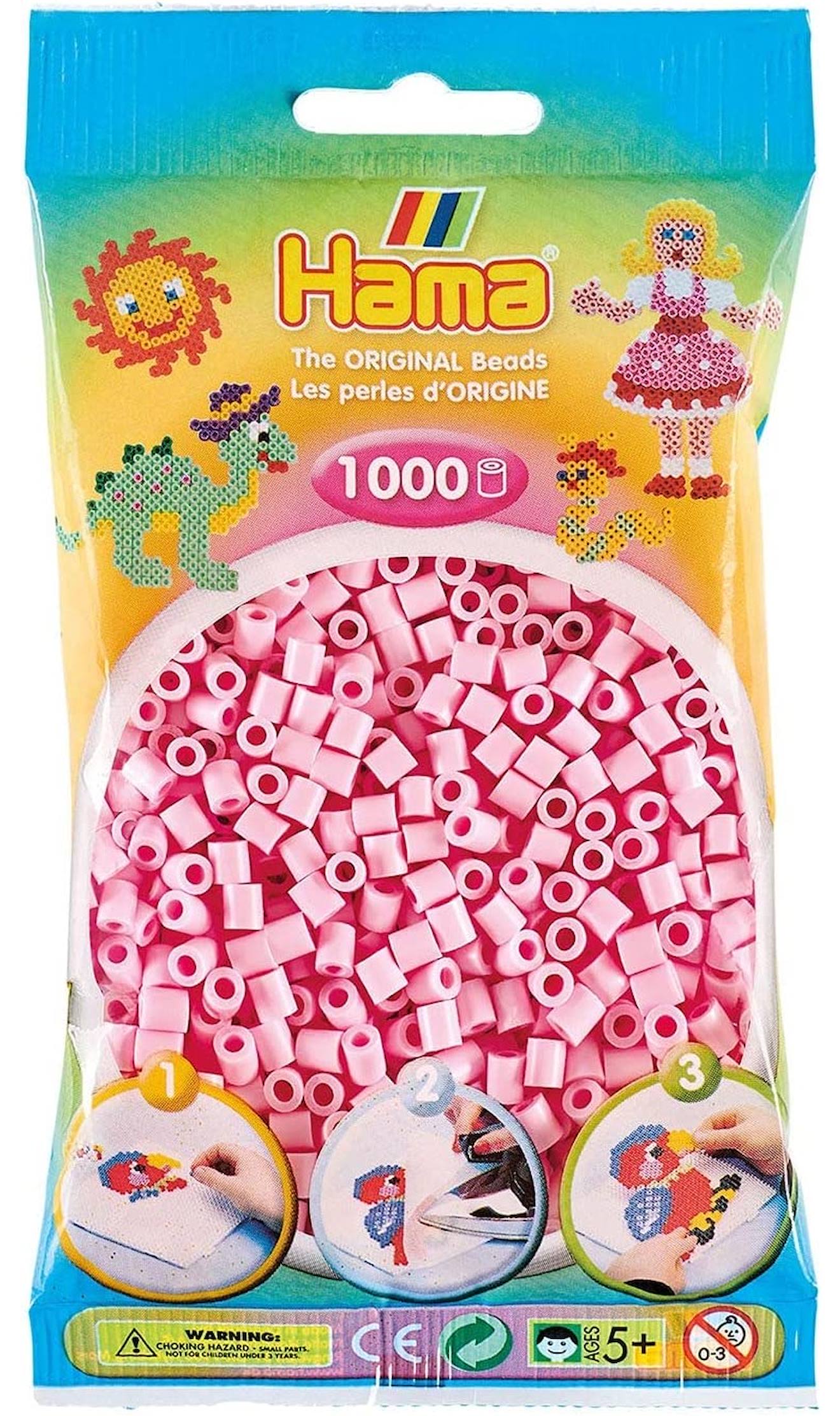 Sachet 1000 Perles Plastique Midi Mix Rose Tendre Rose