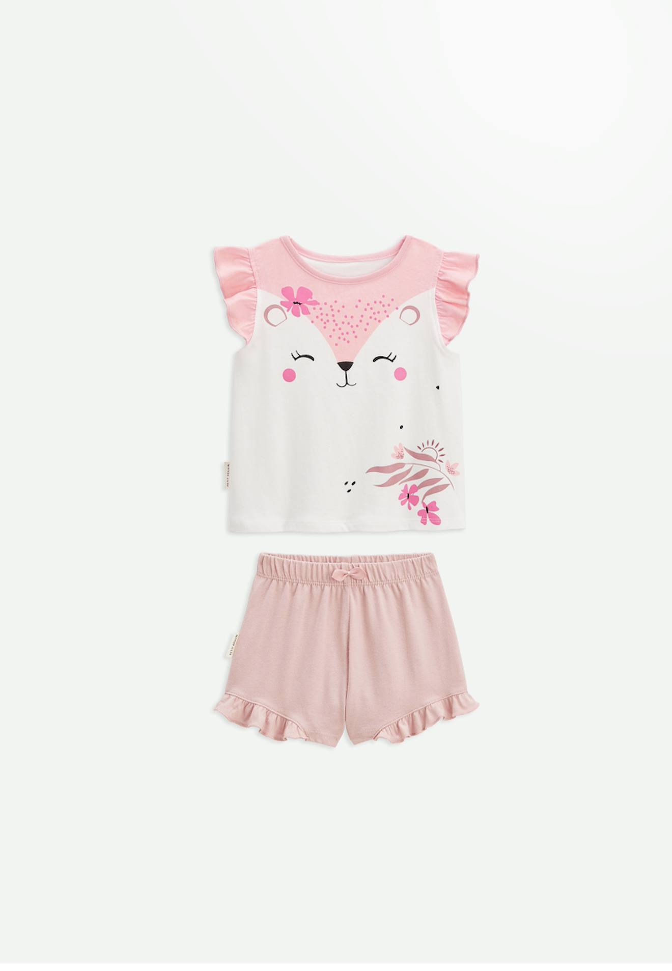 Pyjama Enfant Manches Courtes Petit Safari Rose