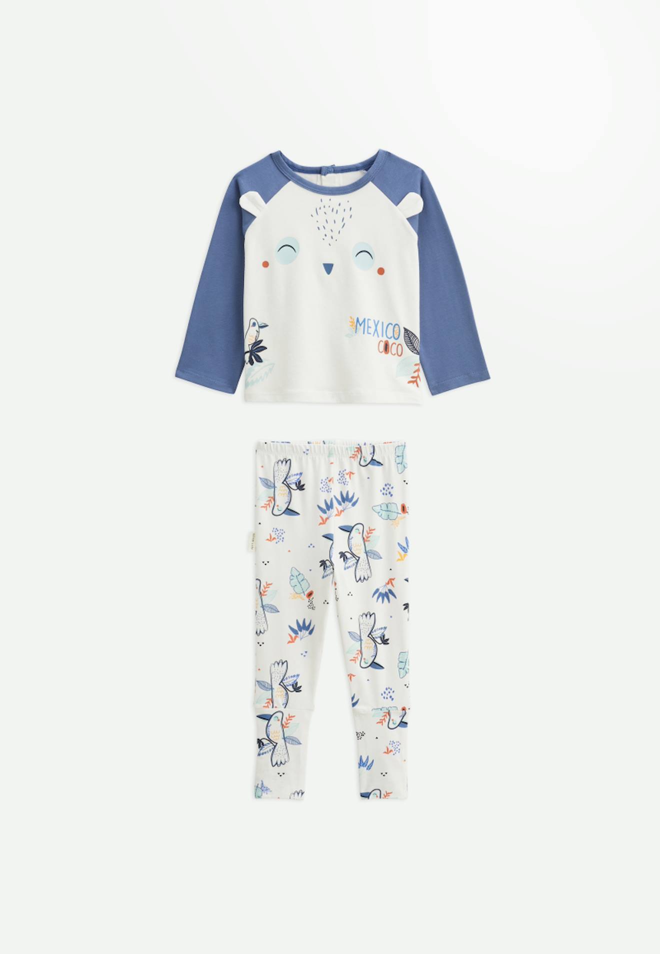 Pyjama Enfant 2 Pièces Avec Pieds Retroussables Mexico Bleu