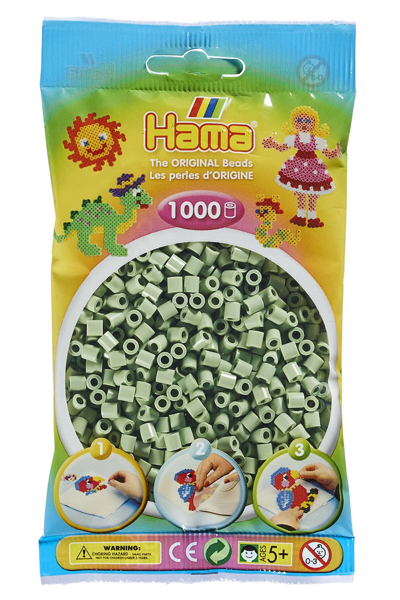 Sachet 1000 Perles Plastique Midi Eucalyptus Vert