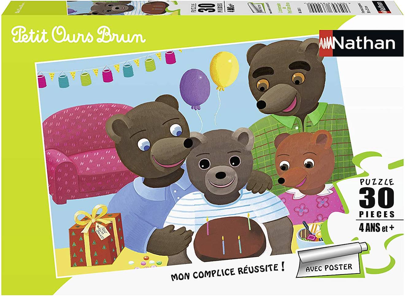 Puzzle Anniversaire Petit Ours Brun 30 Pcs Beige