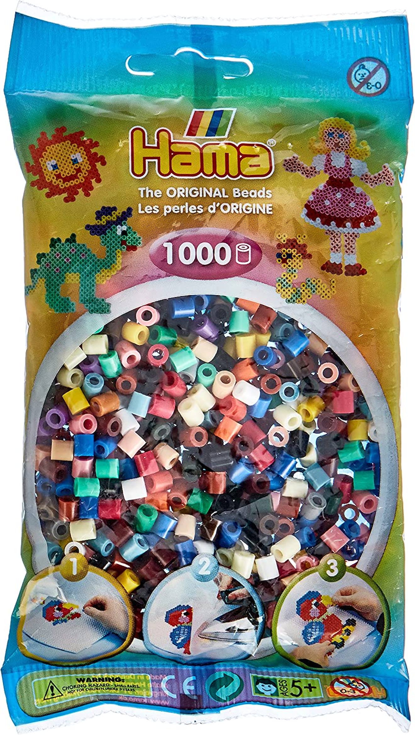 Sachet 1000 Perles Plastique Midi Base Mix 22 Couleurs Beige