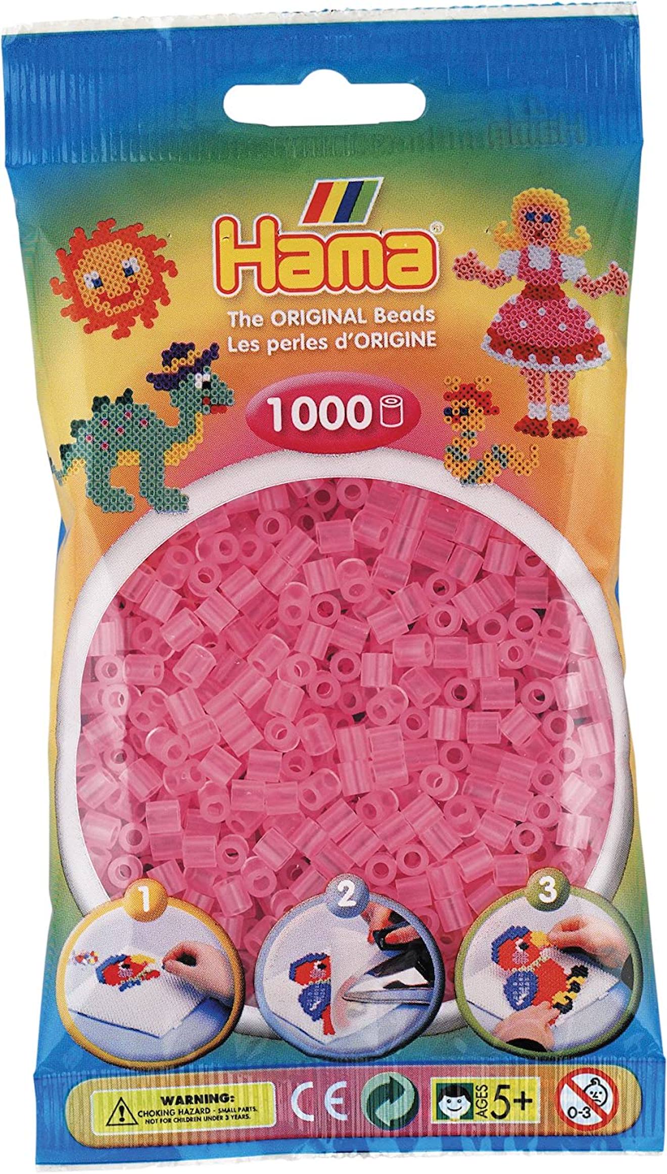 Sachet 1000 Perles Plastique Midi Rose Transparent Rose