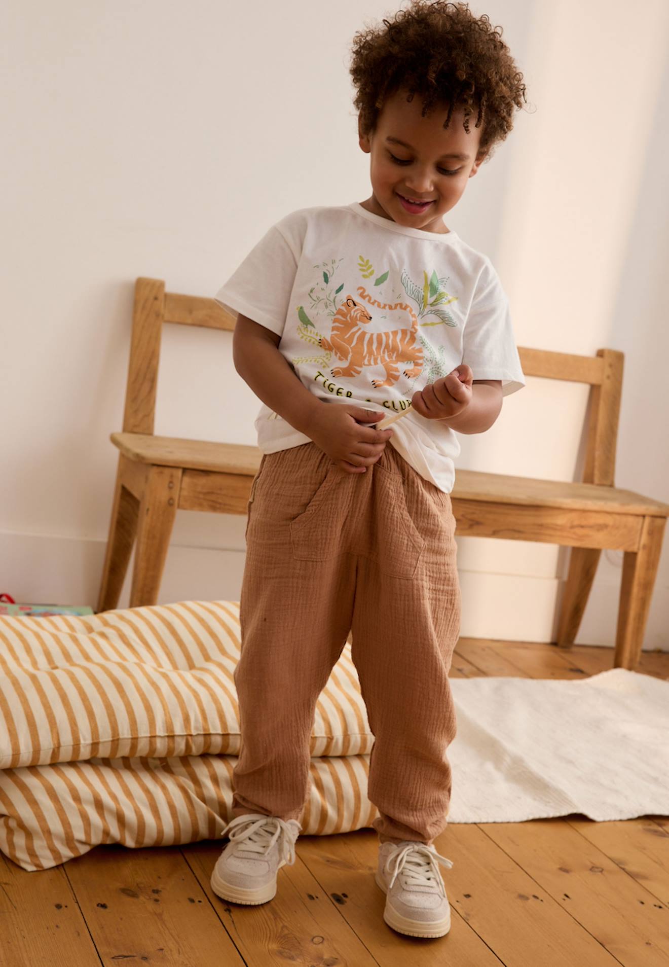 Pantalon Bébé En Gaze De Coton Petit Envahisseur Marron