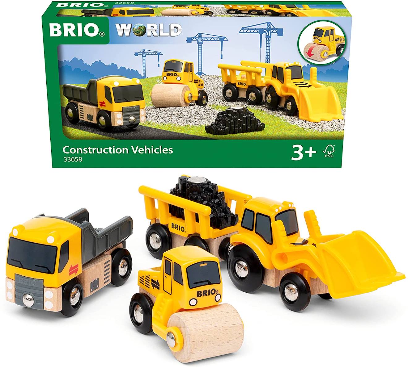 Coffret 3 Engins De Chantier Jaune