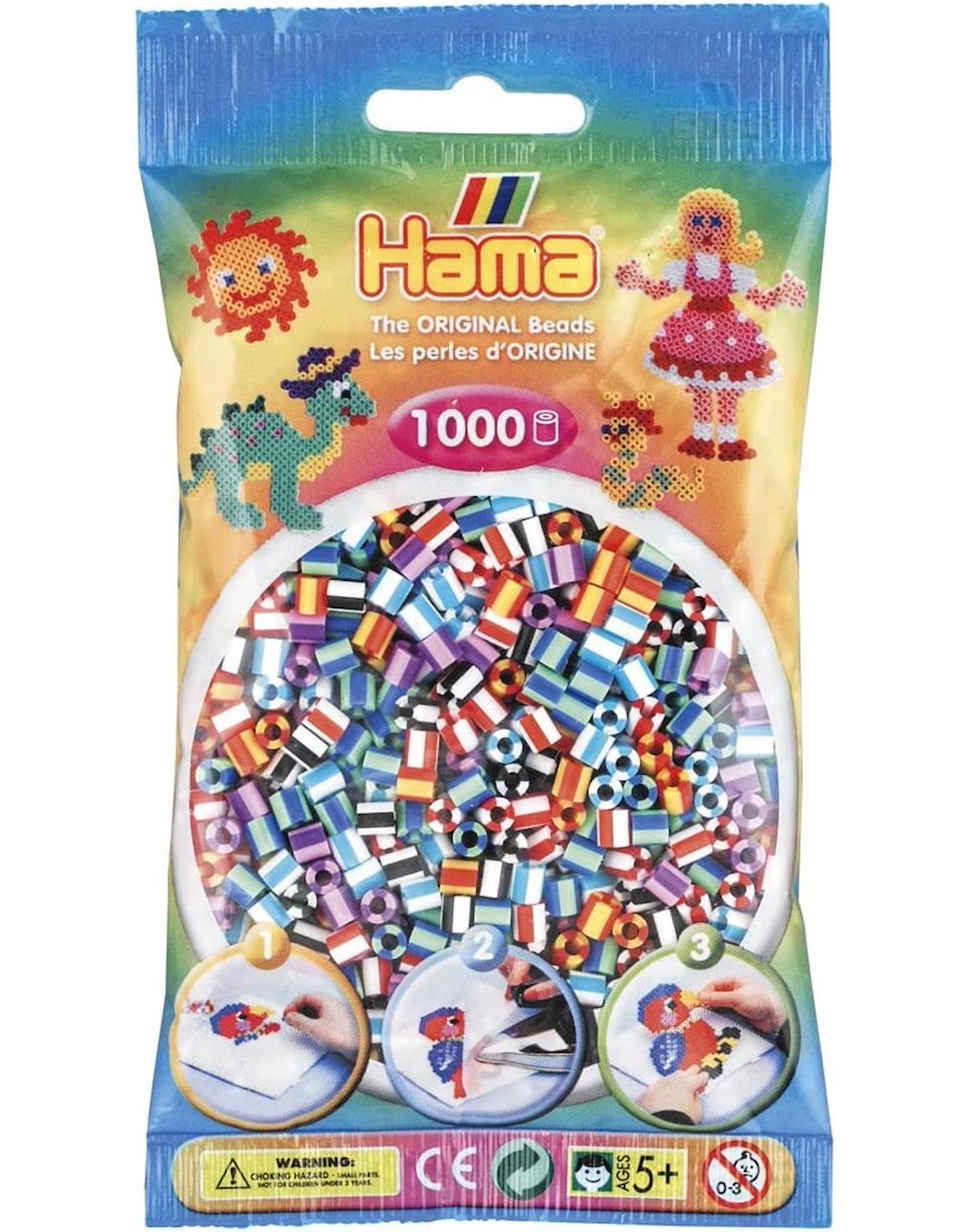 Sachet 1000 Perles Plastique Midi Mix Bicolores Beige