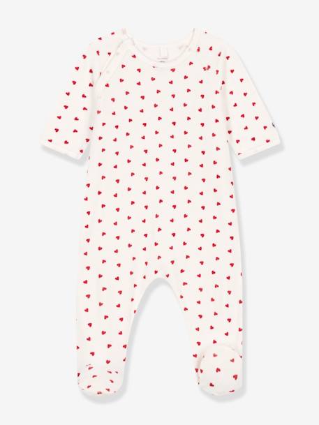 Petit Bateau - Pyjama bébé en velours coeurs blanc