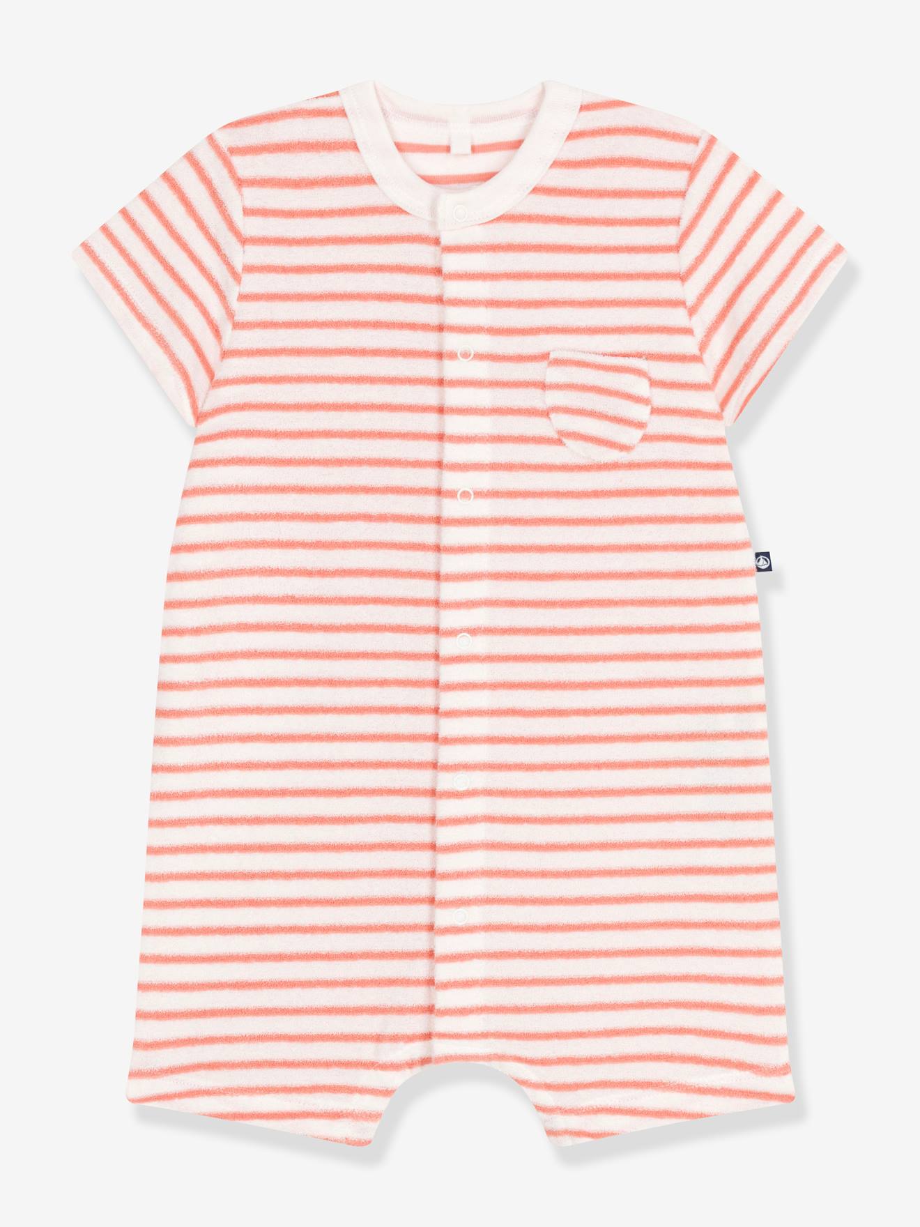 Combicourte bb en coton ponge raye abricot 28 €