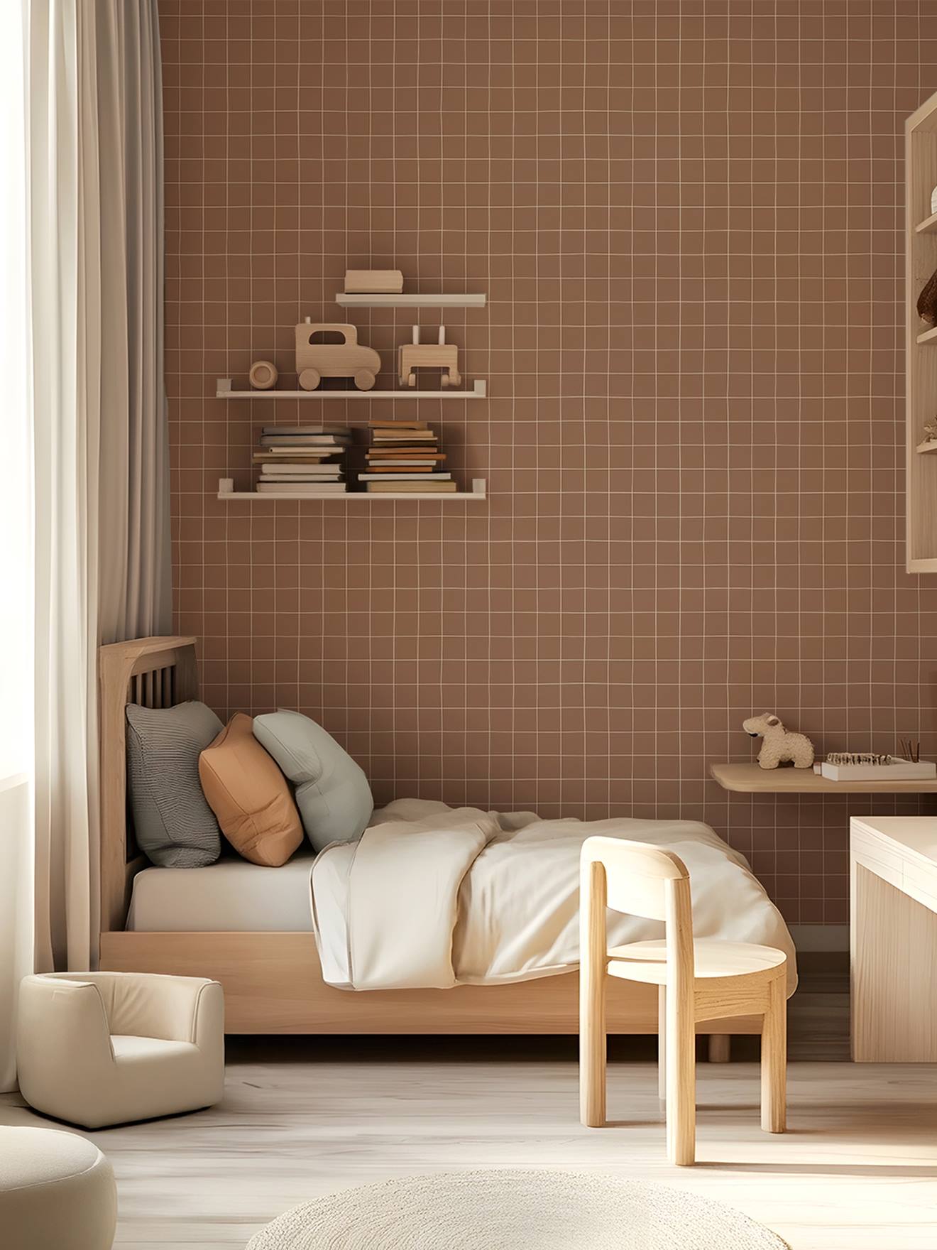 Papier peint Quadrillage brun