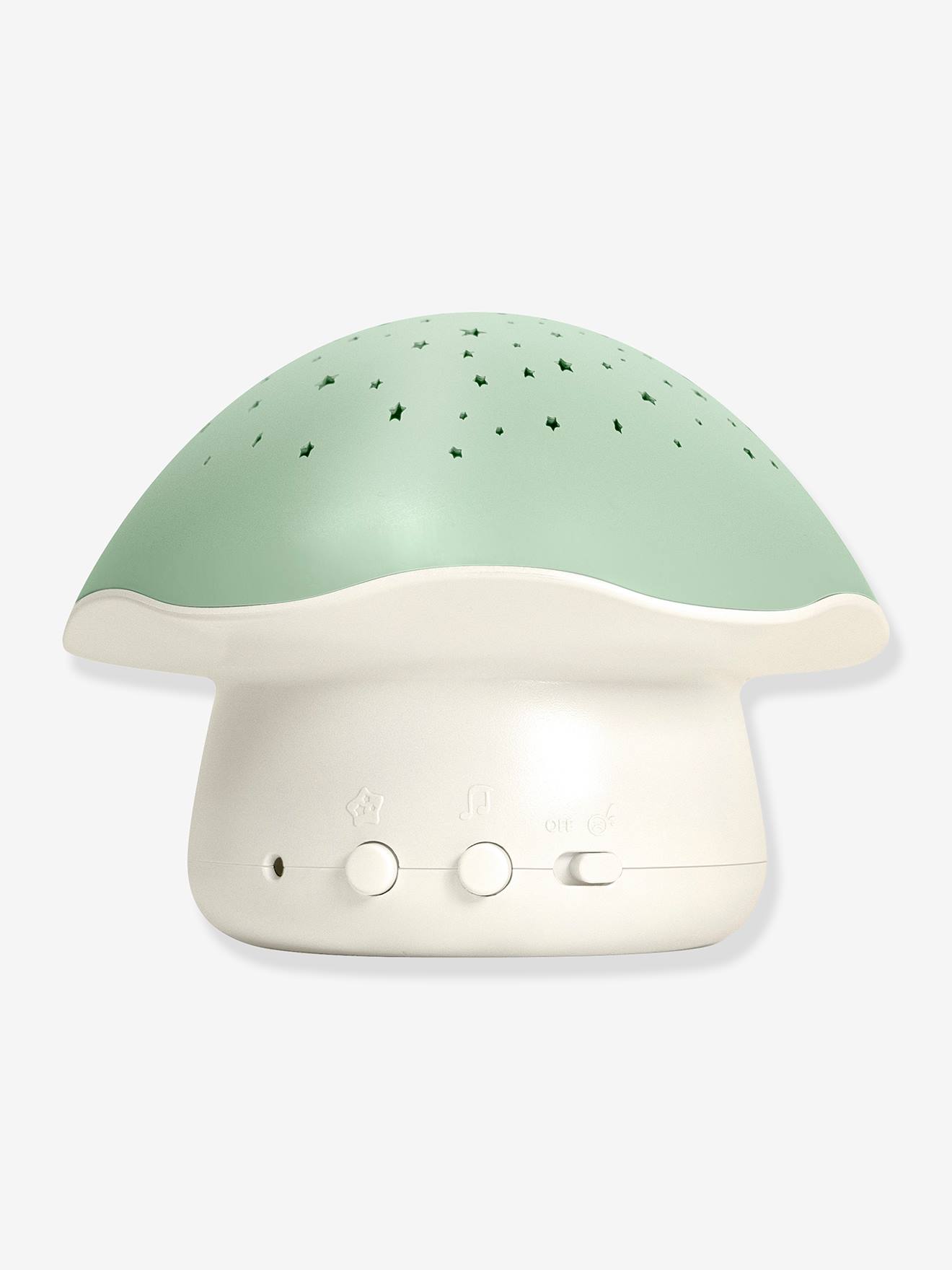 Veilleuse musicale et projecteur d'étoiles Champignon vert sauge (Pabobo) - Image 1