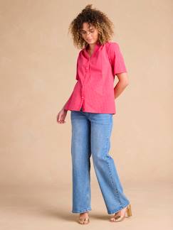 Vêtements de grossesse-Chemise en seersucker vichy grossesse et allaitement
