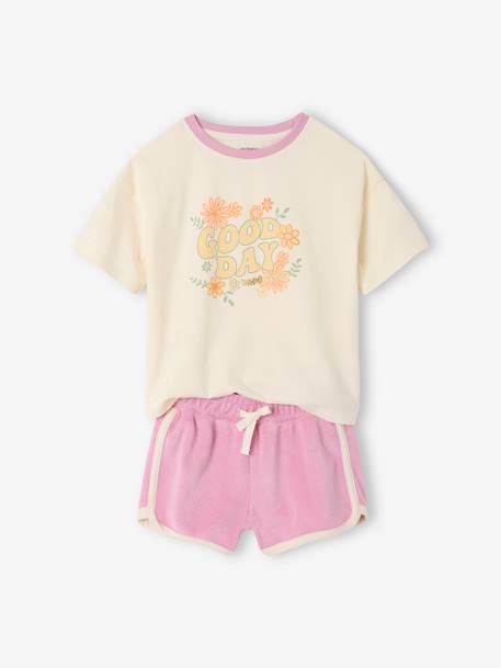 Ensemble T-shirt et short en éponge fille  - vertbaudet enfant