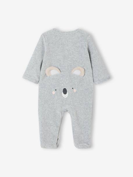 Pyjama bébé mixte velours animal personnalisable beige chiné+gris chiné 14 - vertbaudet enfant 