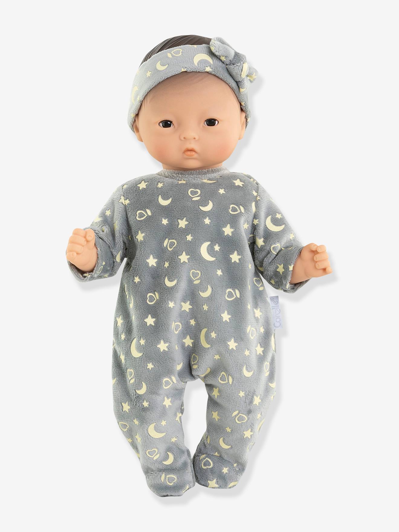 Pyjama brille dans la nuit & bandeau pour poupon COROLLE gris