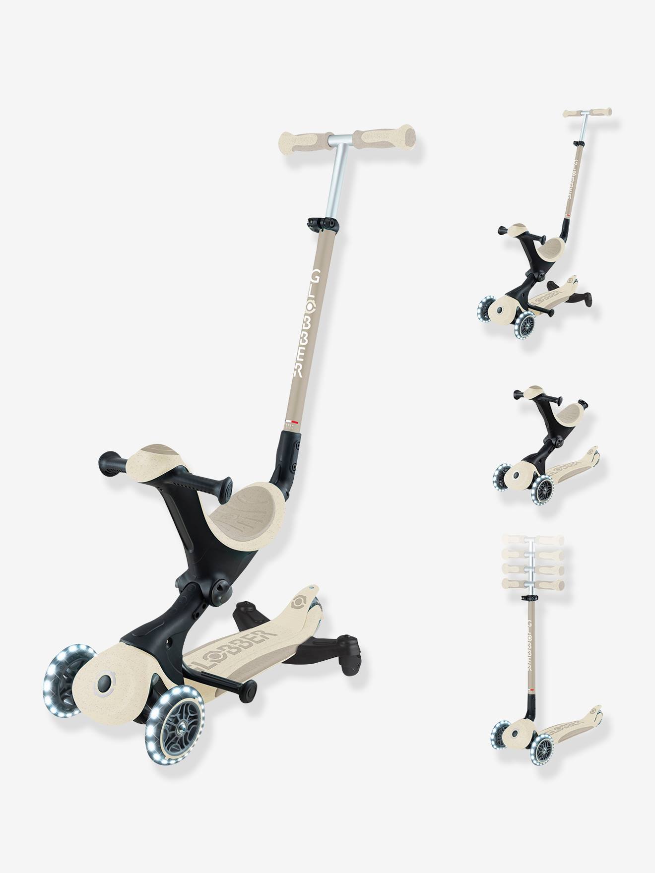 Trottinette Évolutive - Deluxe Lights Eco-logic 360° - Globber Beige