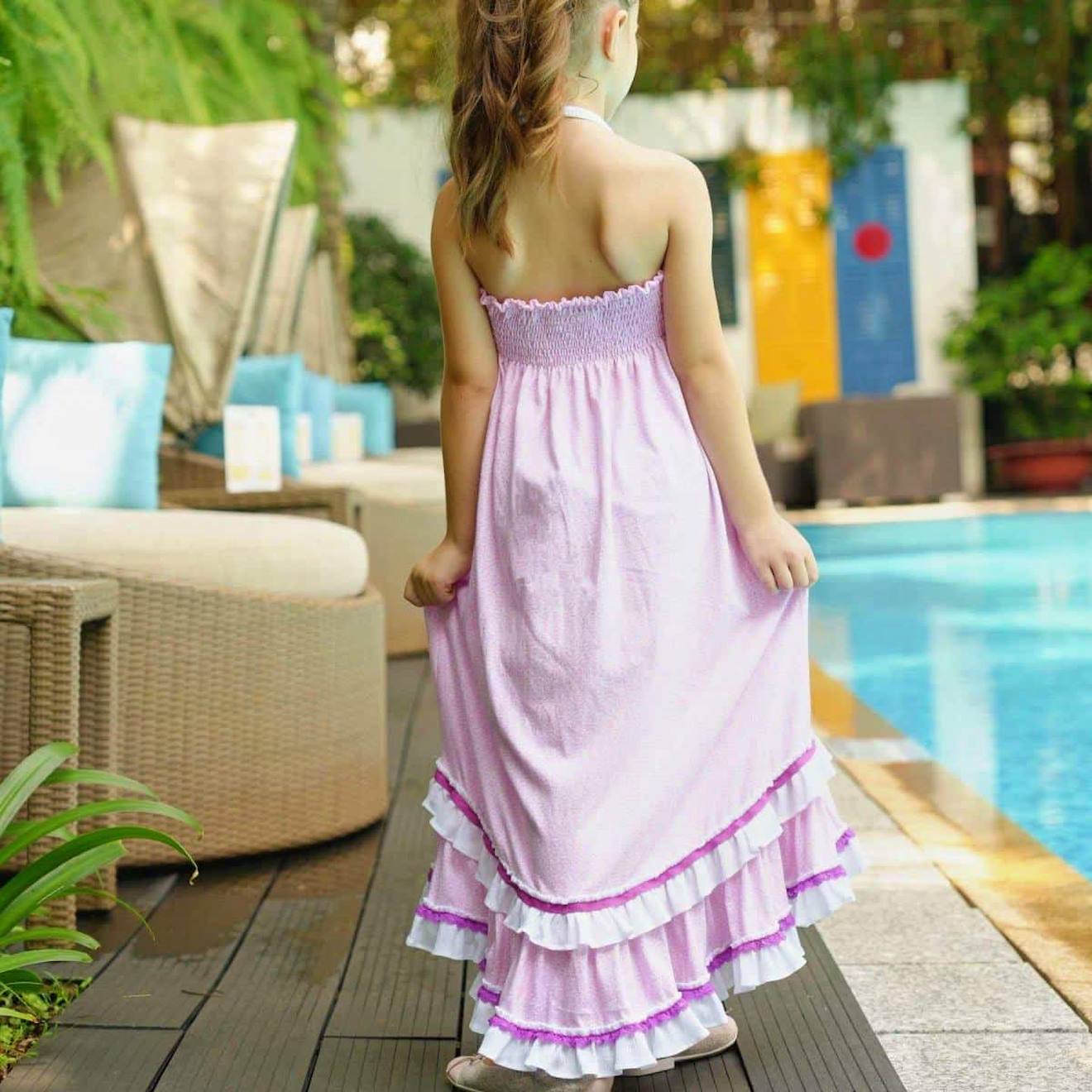 Robe De Plage Longue 2-en-1 Jersey Et Ibiza Rose Violet