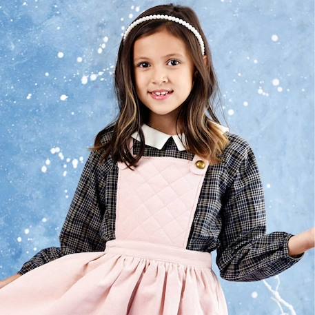Fille-Chemise, blouse, tunique-Blouse intersaison   carreaux  fils lurex   col claudine