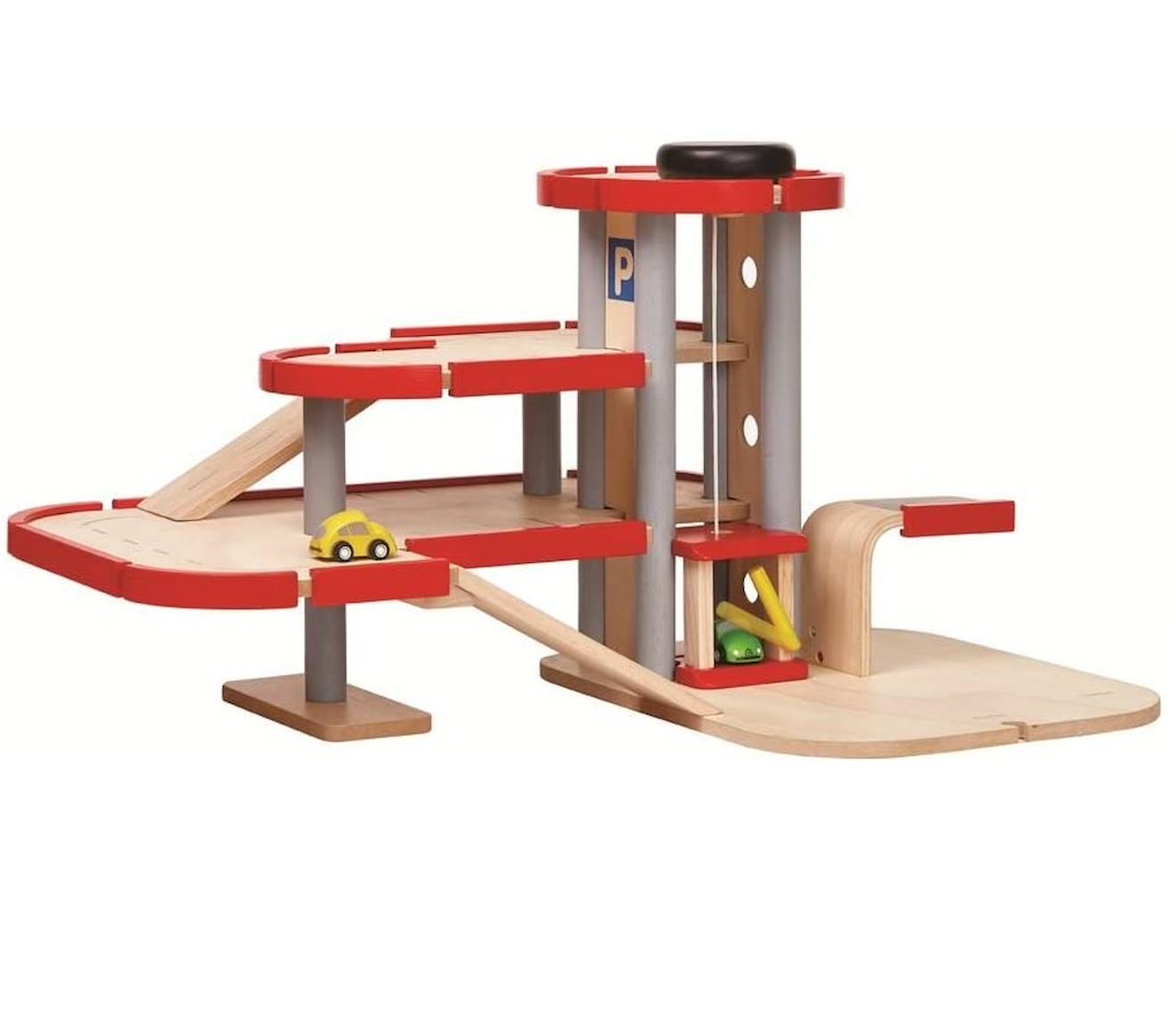 Plan Toys - Garage Parking En Bois Rouge