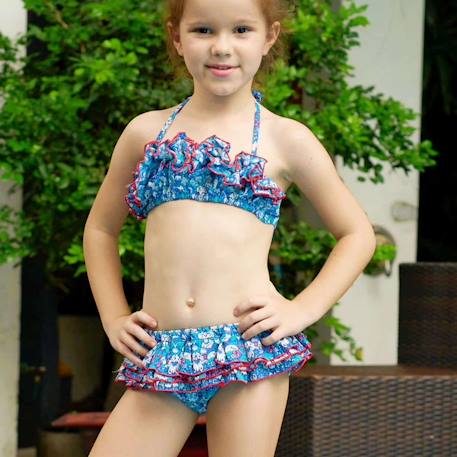 Maillot de bain  2 pièces liberty  et   swan Bleu rouge 5 - vertbaudet enfant 
