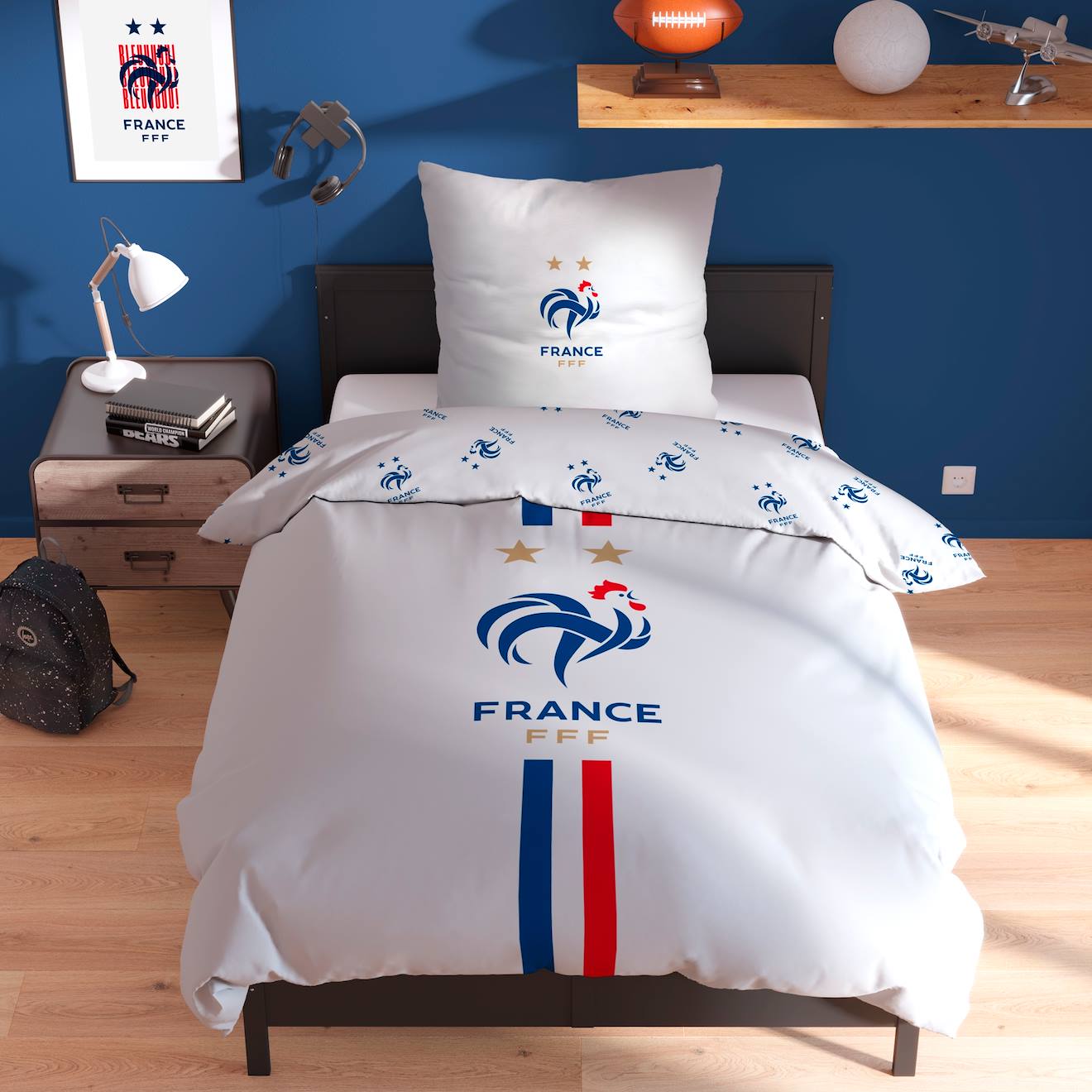 Parure De Lit Imprimée 100% Coton, Fff Classic Blanc