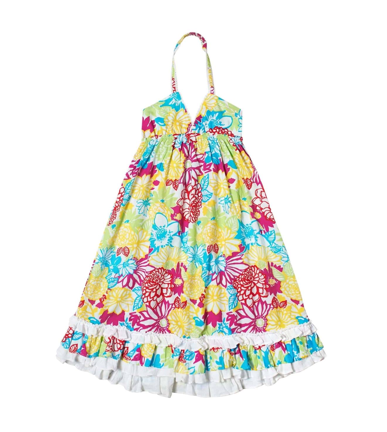 Robe De Plage Longue Jersey Fleuri Eugenie Blanc Fleuri Multicolore
