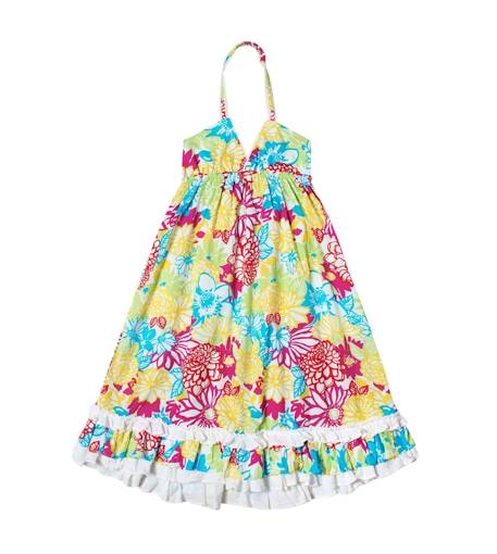 Fille-Robe-Robe de plage longue   jersey fleuri   eugenie