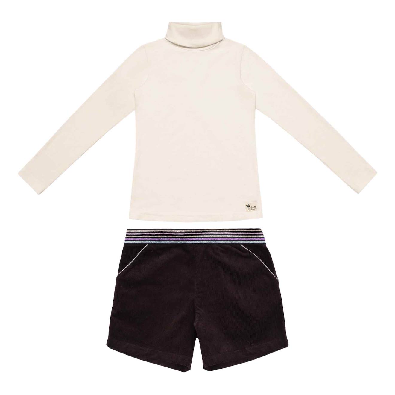 Ensemble Short Velours & Col Roulé Marron Beige