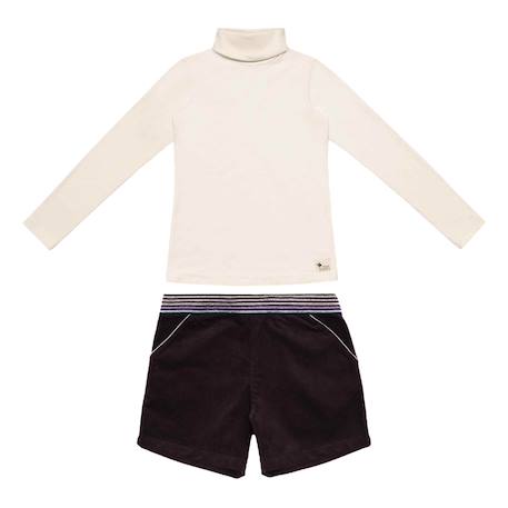 Fille-Ensemble   short velours  & col roulé