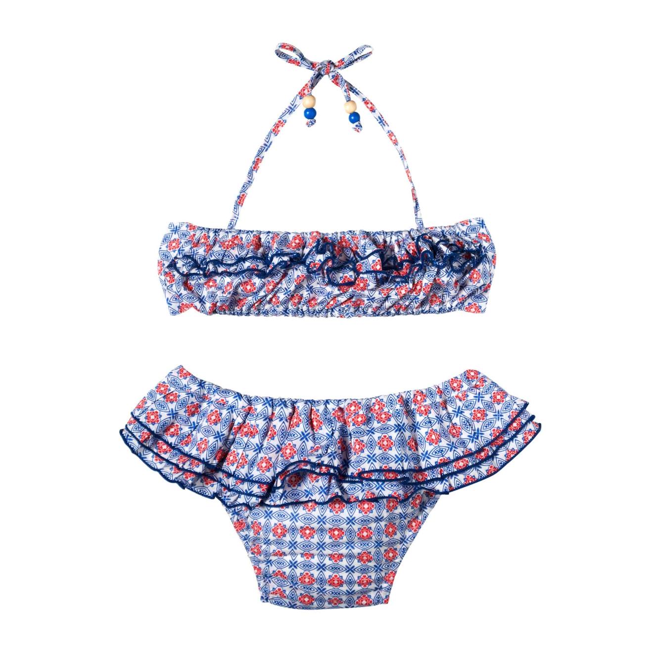 Maillot De Bain 2 Pièces Swan Bleu Rouge