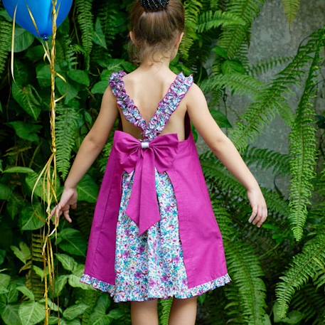 Fille-Robe cérémonie fleurie    noeud amovible  anais