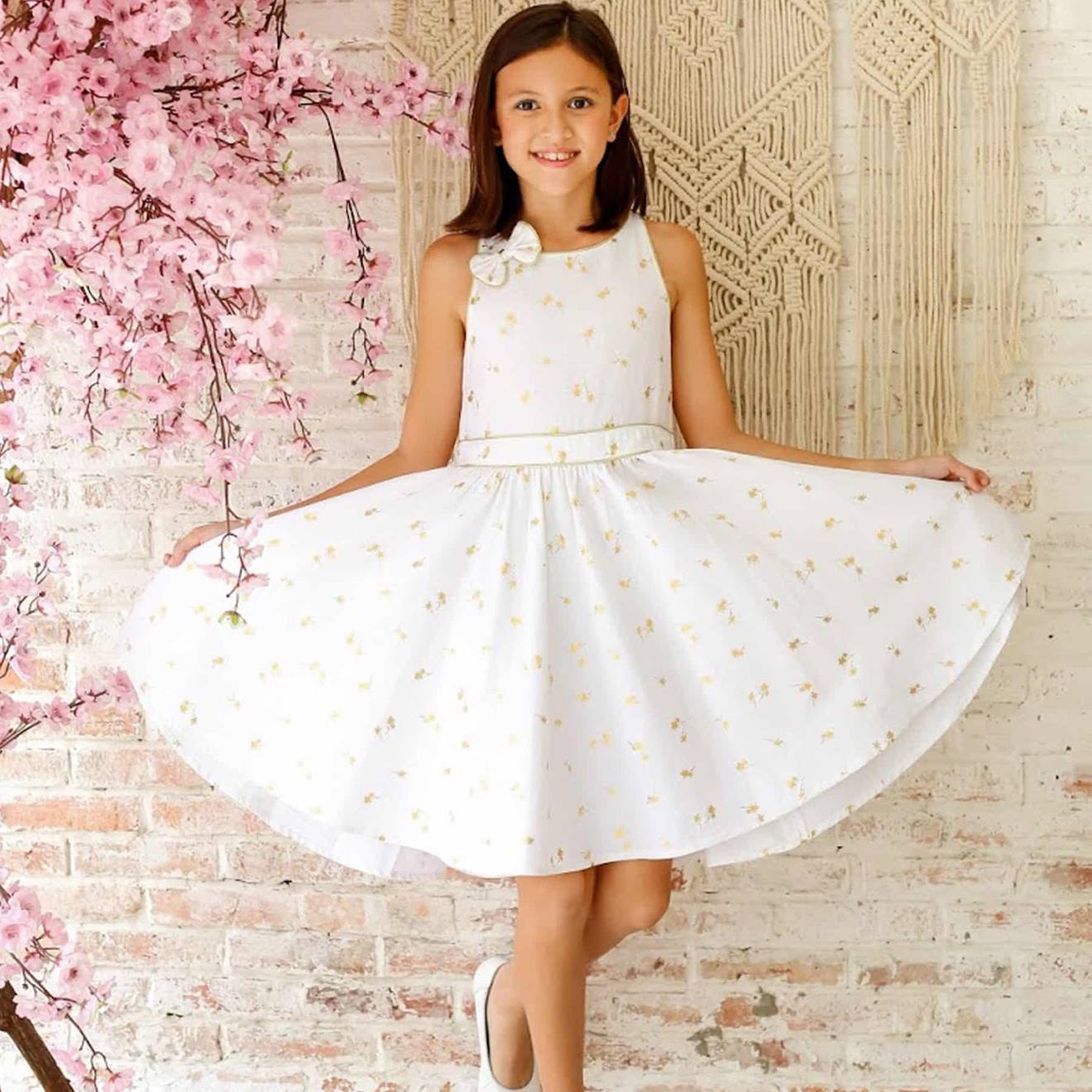 Robe De Cérémonie Lin Hepburn Blanc Or