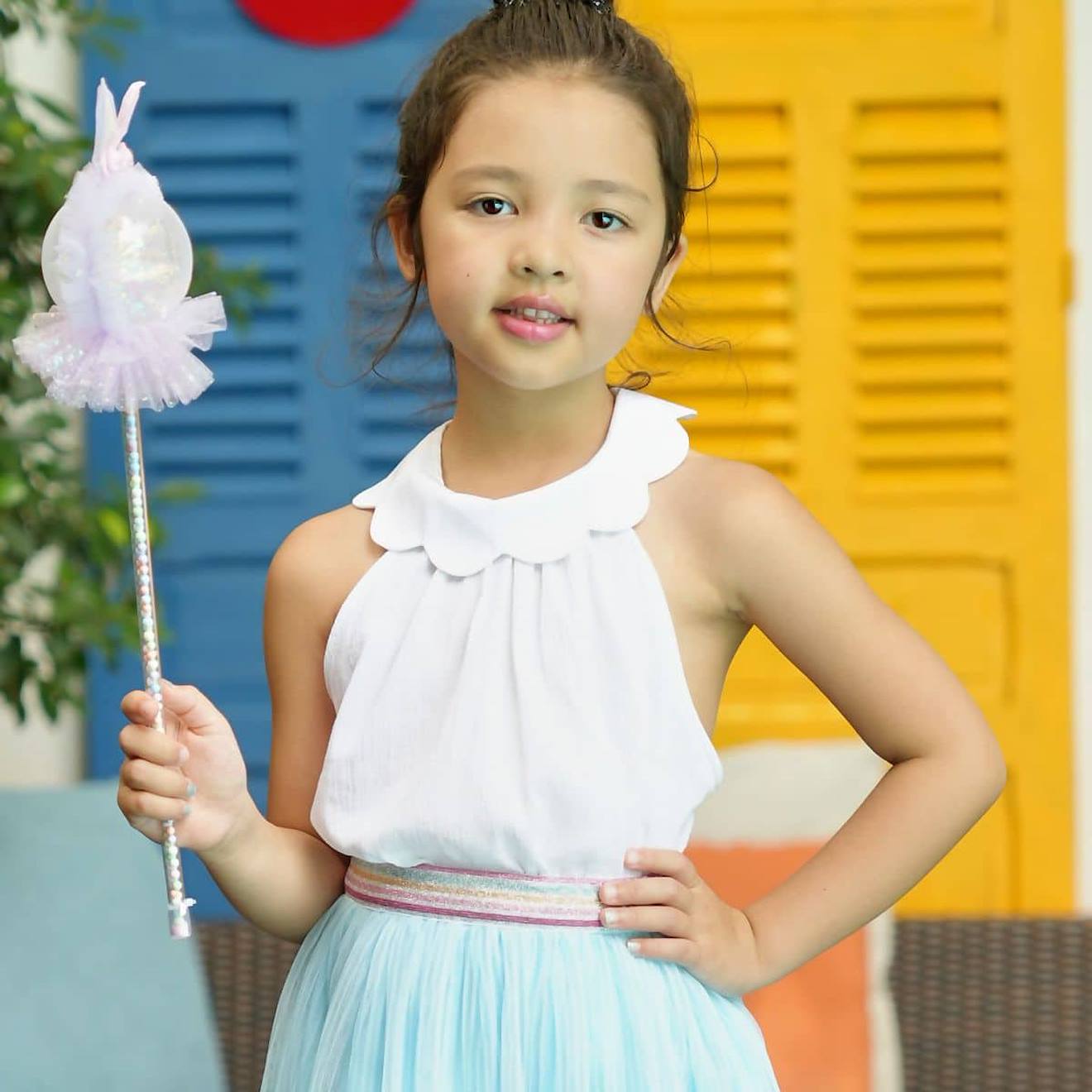 Blouse Été Col Forme Pétales Tulipe Blanc