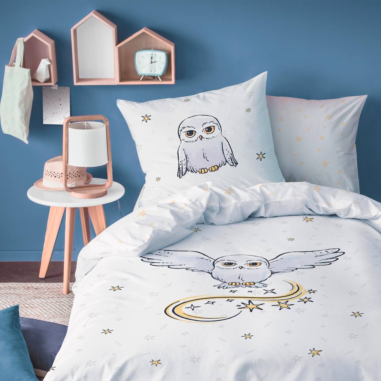 Parure De Lit Imprimée 100% Coton, Harry Potter Owl Blanc