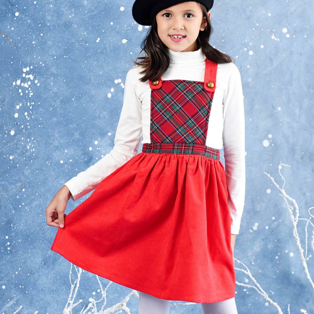 Robe De Noël Velours Tartan Christmas Rouge