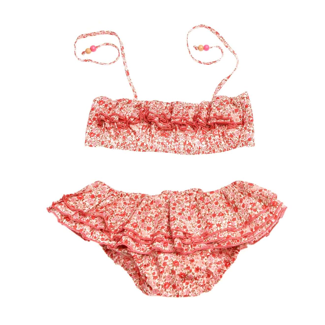 Maillot De Bain 2 Pièces Fleuri Liberty Swan Rose Rouge