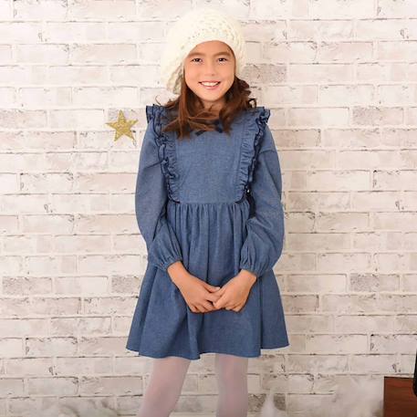 Robe intersaison coton chambray  à volants   appoline  - vertbaudet enfant