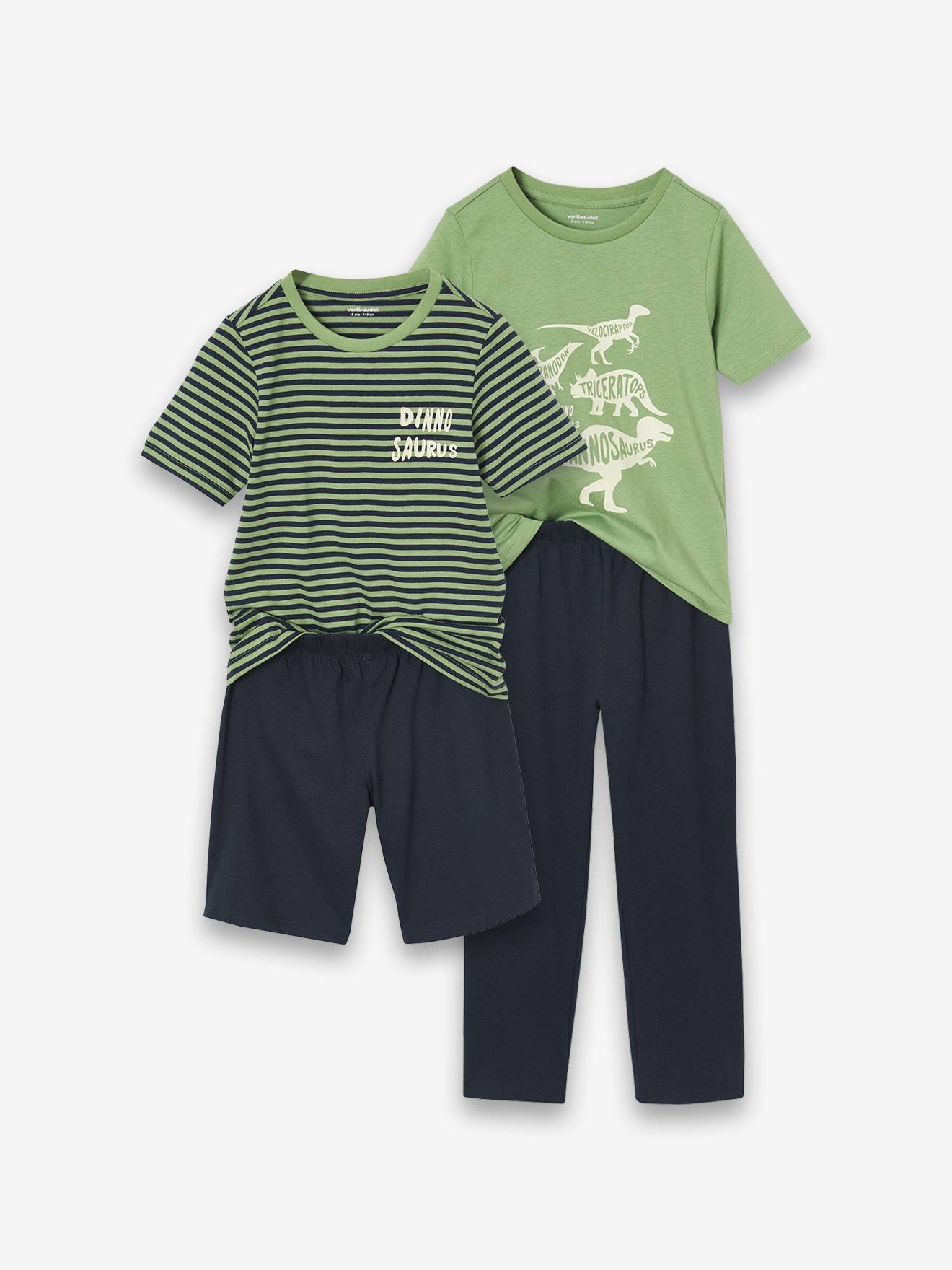 Lot pyjama + pyjashort dino garçon vert
