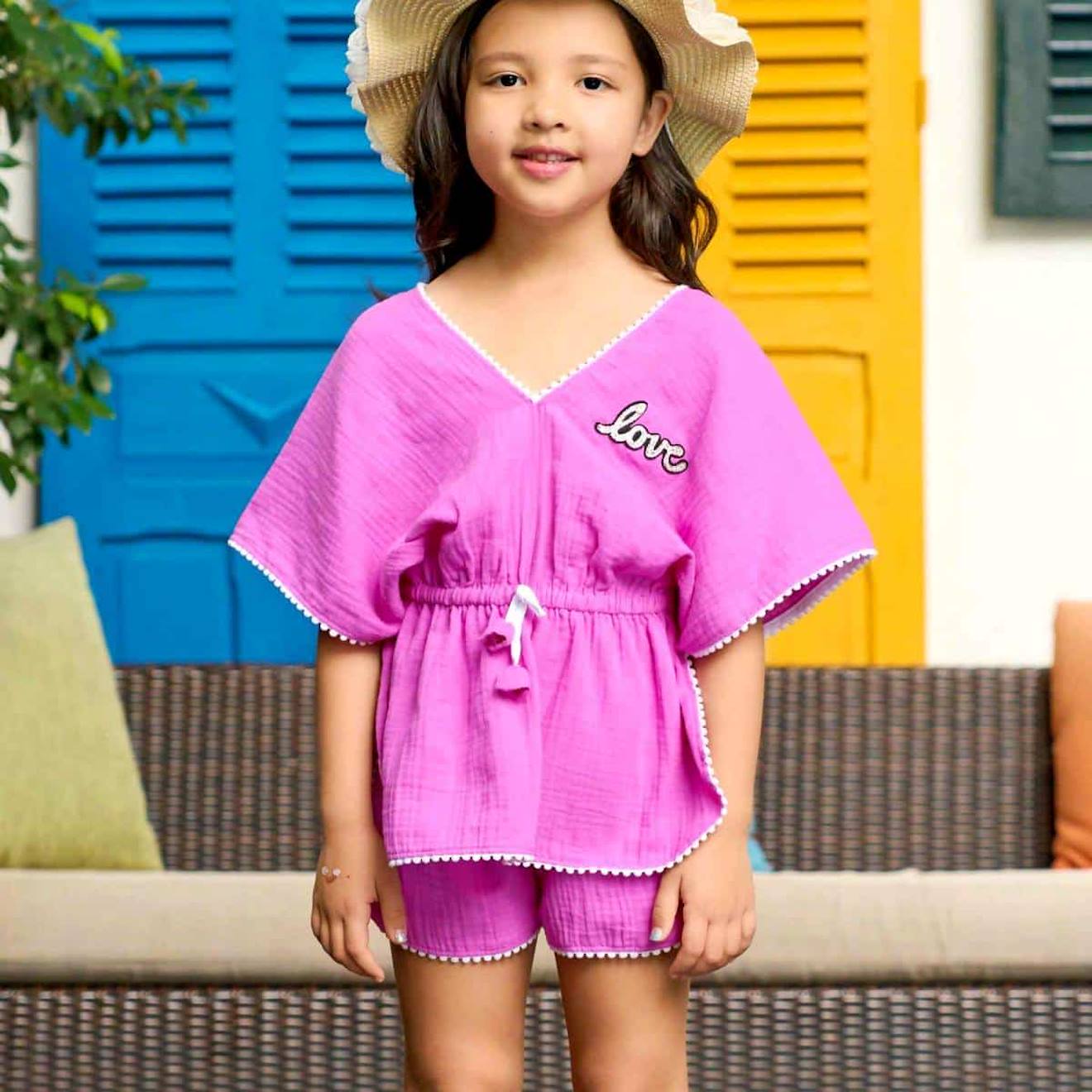 Plage Tunique + Short Love Rose Fuchsia