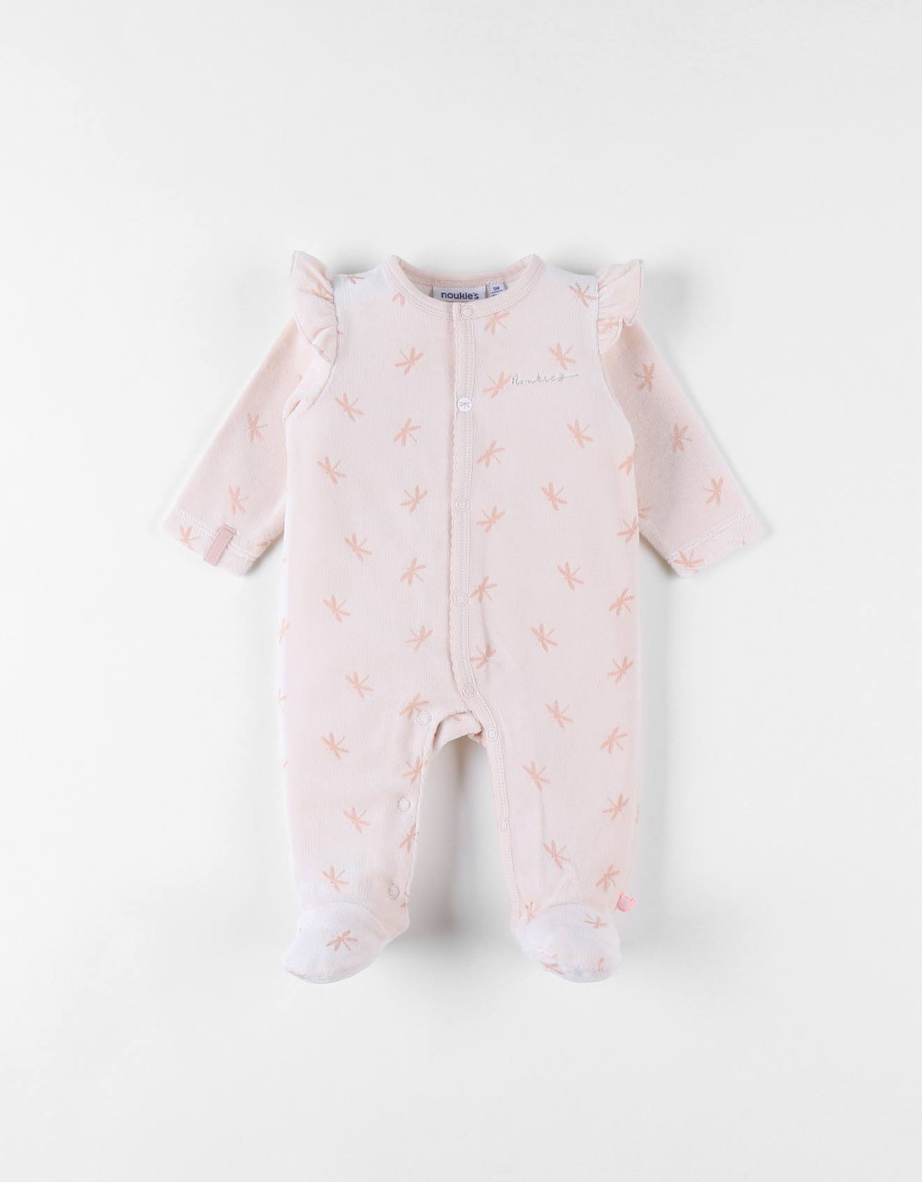 Pyjama 1 Pièce Imprimés Libellules En Velours Rose