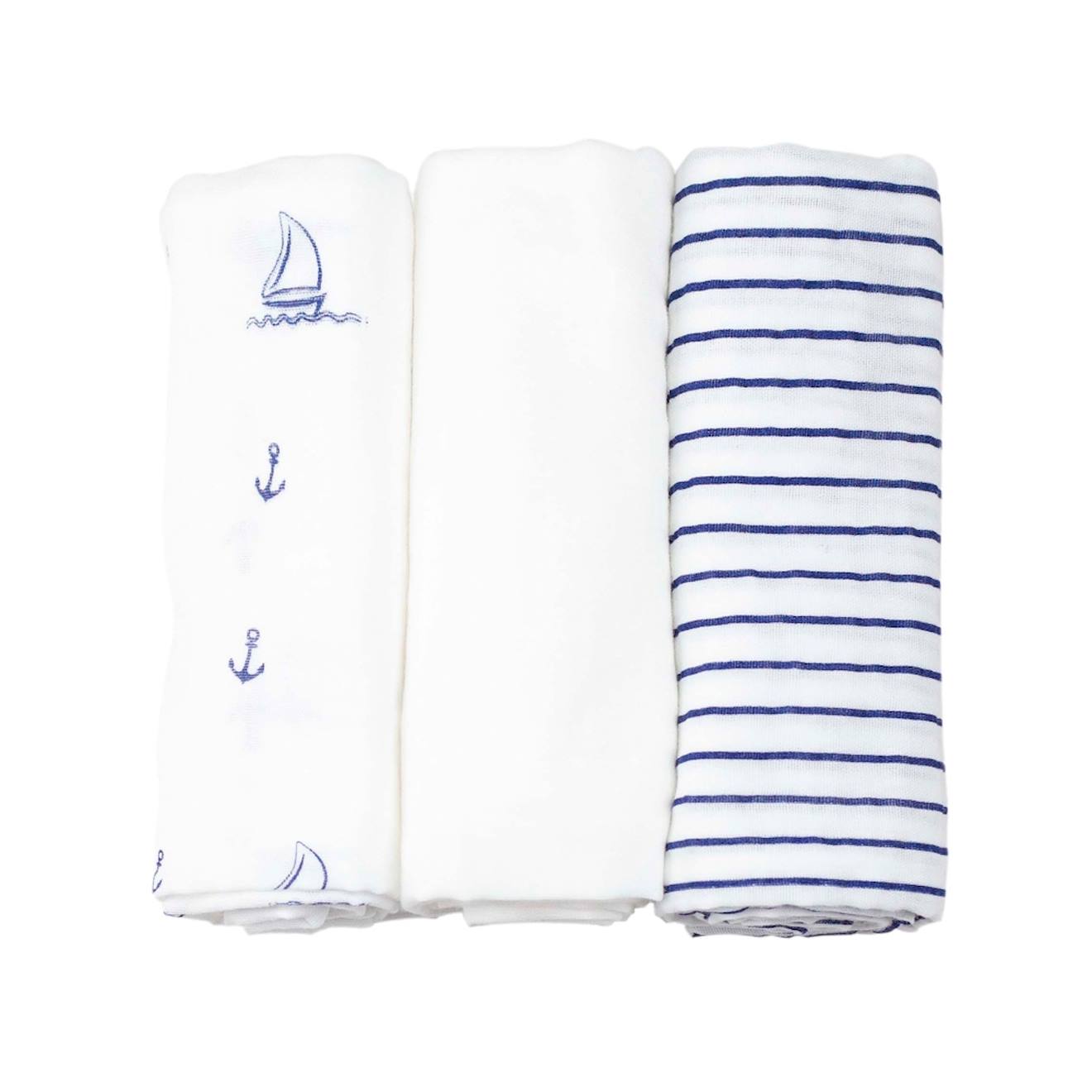 Lot De 3 Langes Pour Bébé Bleu