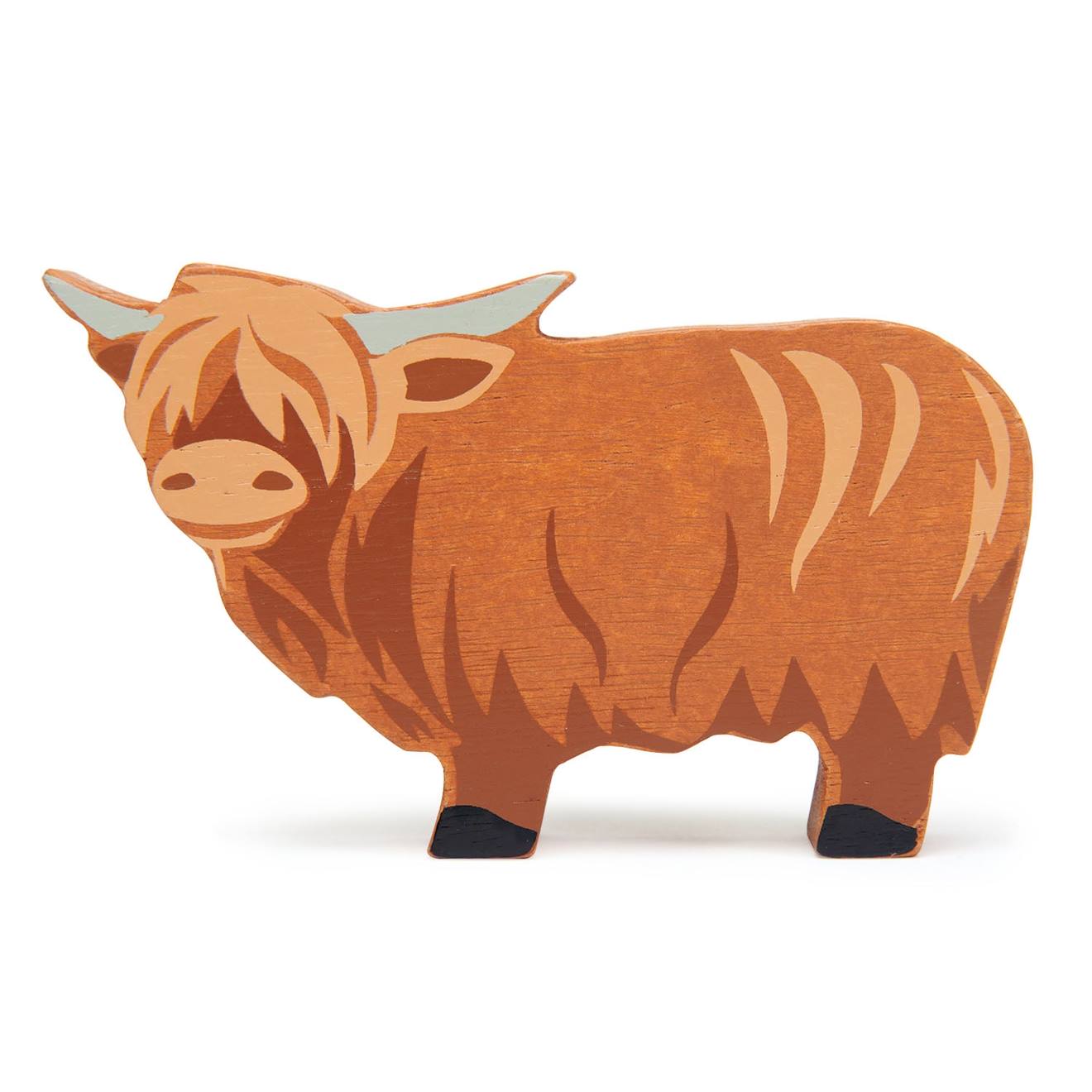 Vache Highland En Bois Marron