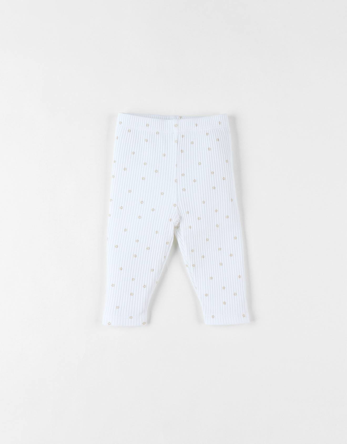 Legging En Jersey Côtelé Imprimé Fleuri Blanc