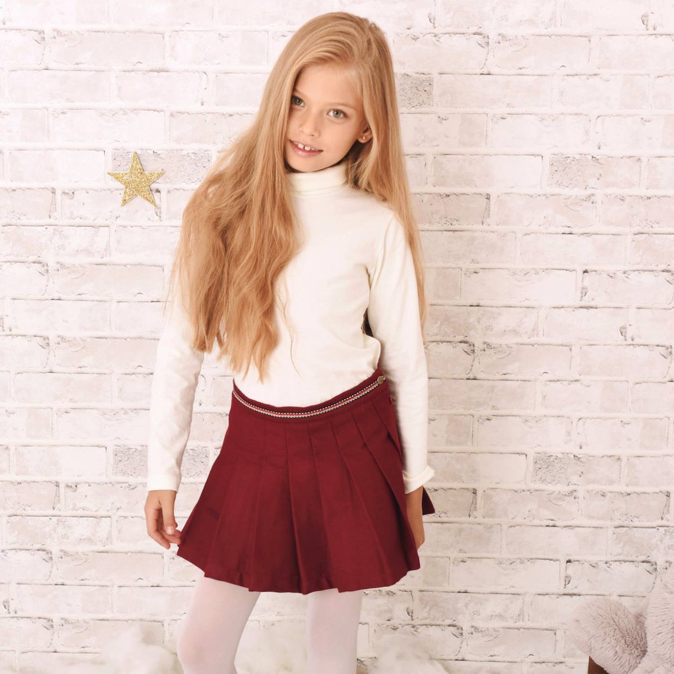 Jupe Plissée Coton Gabardine London Bordeaux