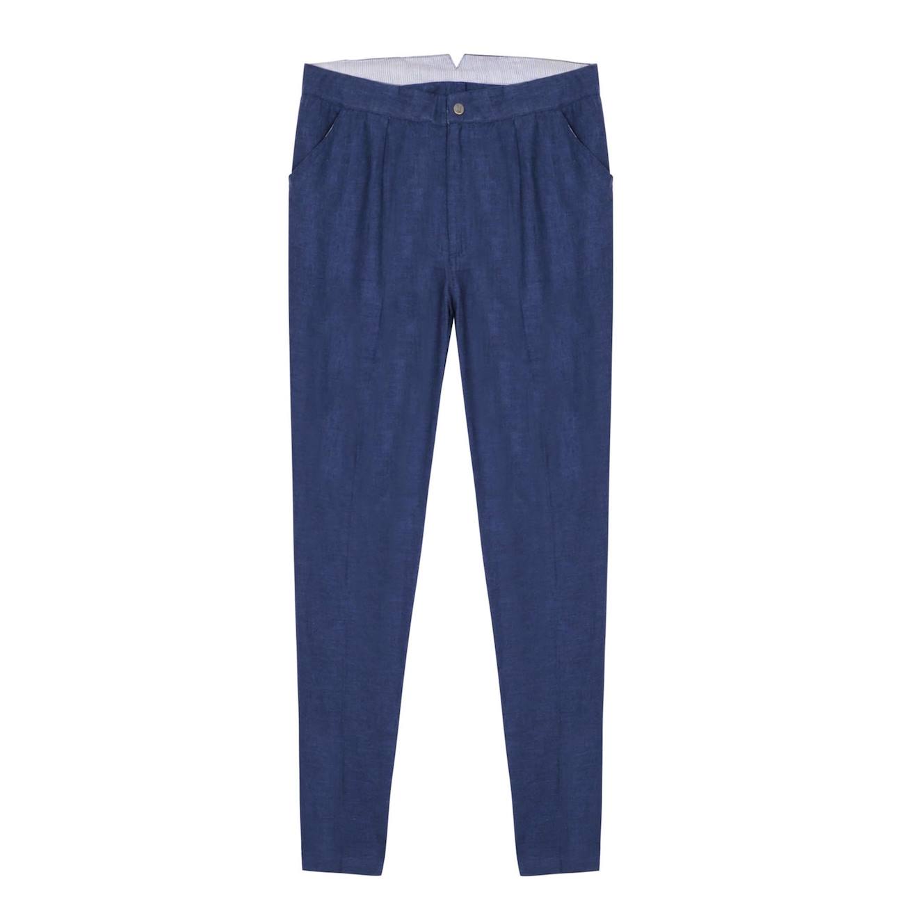 Pantalon De Costume Lin Ambroise Bleu Foncé