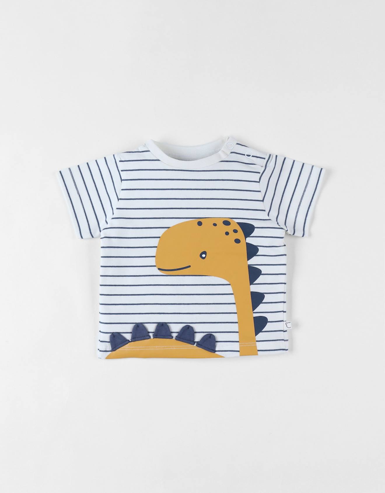 T-shirt À Manches Courtes À Rayures Dino Blanc