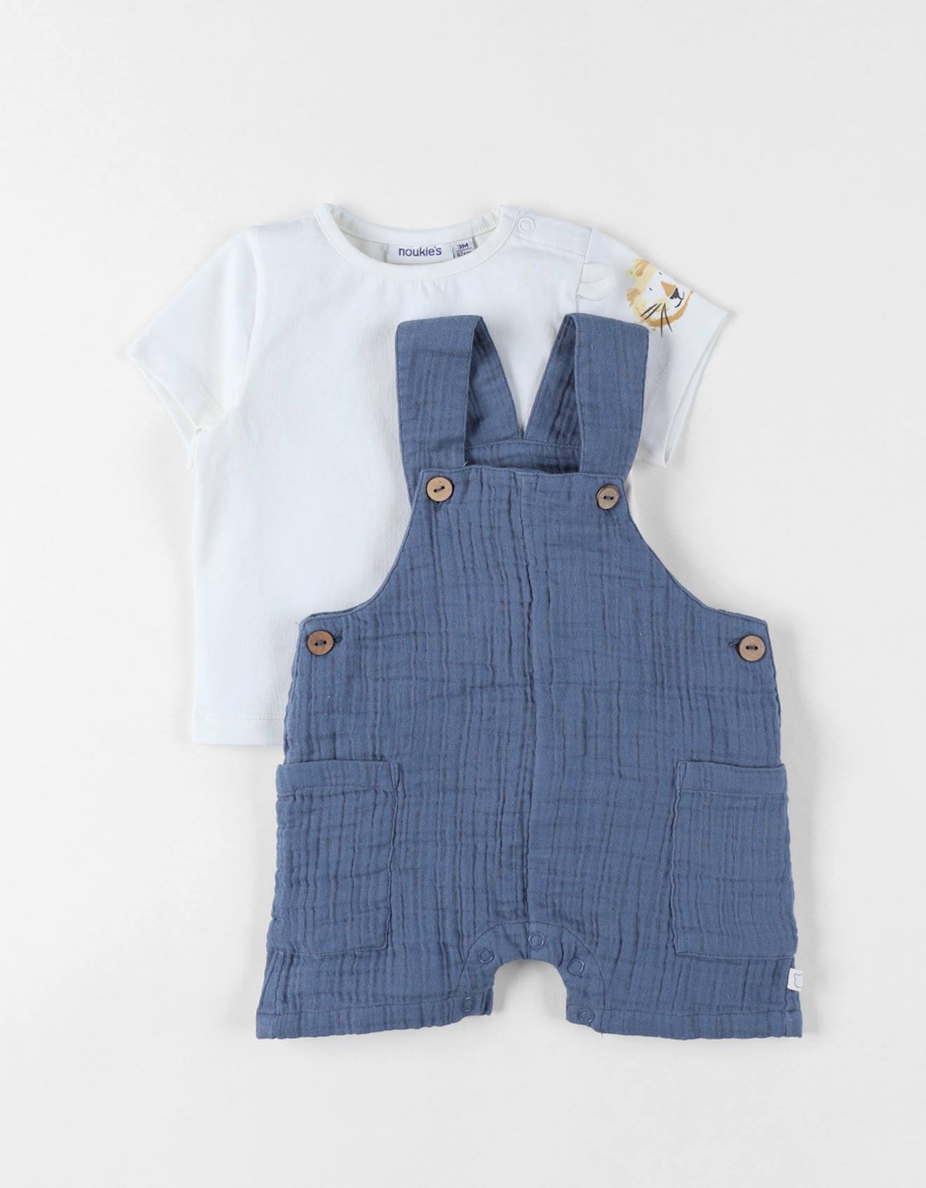 Ensemble Salopette Avec T-shirt Coton Bleu