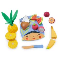 Jouet-Jeux d'imitation-Cuisines et dinette-Planche à découper fruits tropicaux