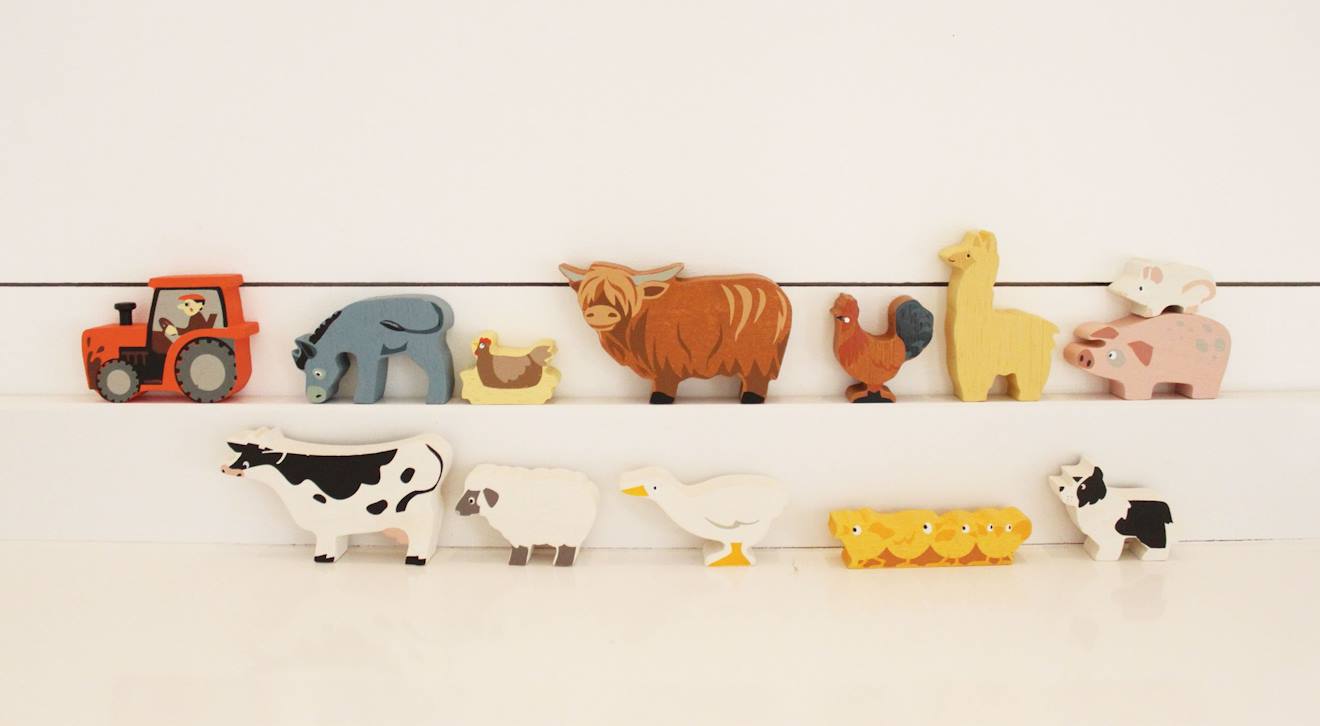Set Animaux En Bois Ferme Beige (Tender Leaf) - Image 2