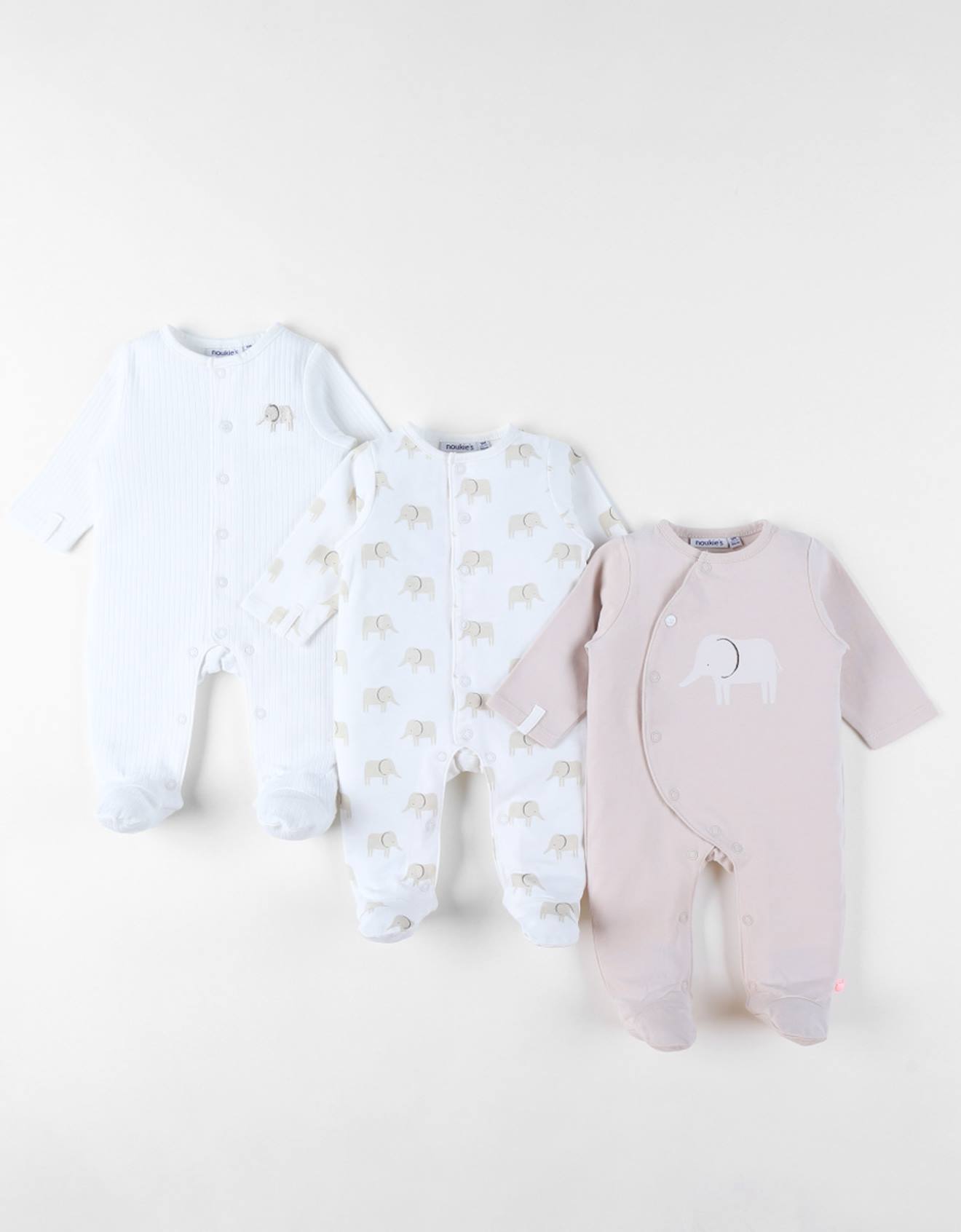 Lot De 3 Pyjamas Bébé En Jersey Beige